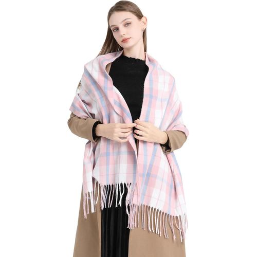 Châle Pashmina À Carreaux Pour Femmes-Écharpe Longue,Douce Et Chaude Avec Franges Pour Femmes.[G1309]