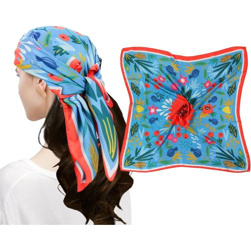 Femme Bandana Écharpe Square Carré 90 X 90 Cm Satin De Soie Multifonction Floral Impression Foulard.[G572]