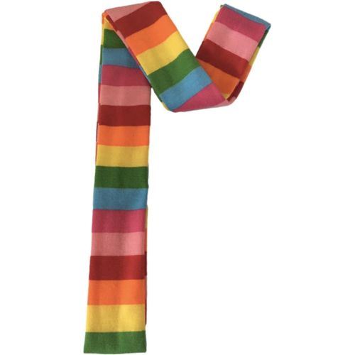 Écharpe Tendance Unisexe Punk Arc-En-Ciel Rayée Longue Écharpe Fine Foulard Foulard Polyvalent Pour Tous Les Âges Vert Clair Blanc