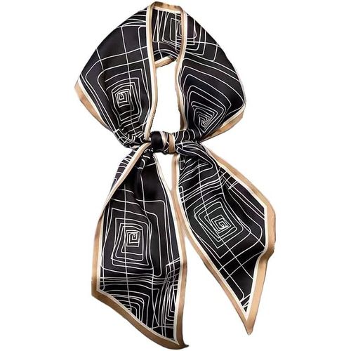 Écharpe En Satin De Soie 148 X 13,5 Cm Cravate Double Couche Pour Blazer,Manteau,Robe,Black Panes,148cm X 13,5cm