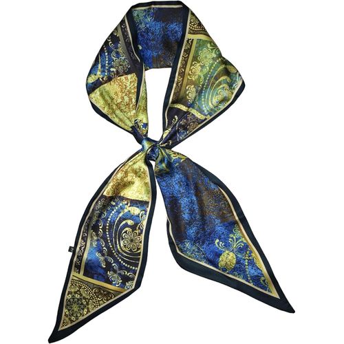 Écharpe En Satin De Soie 148 X 13,5 Cm Cravate Double Couche Pour Blazer,Manteau,Robe,88# Blue-Yelow Psl,148cm X 13,5cm
