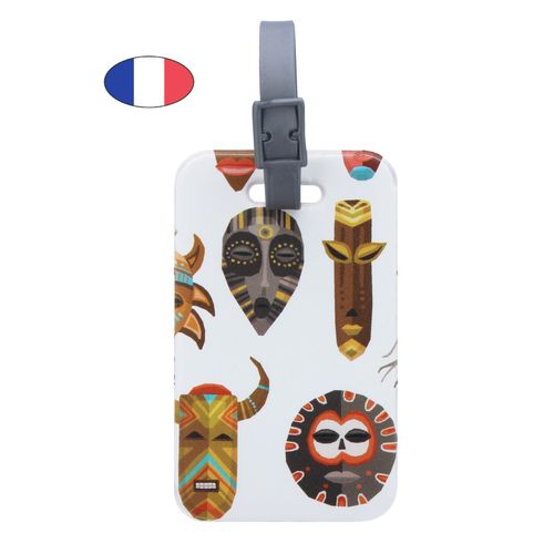 Porte-étiquette de Bagage Double Masques Africains PVC Épais - Made in France