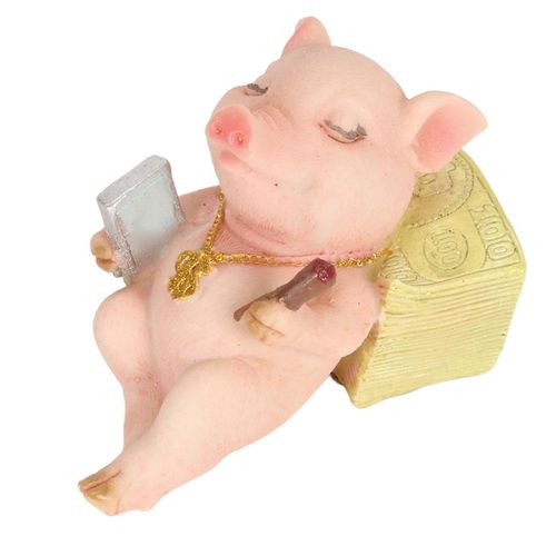 Figurine de cochon ornement résine petit vif décoratif drôle statue de cochon pour voiture chambre salon bureau