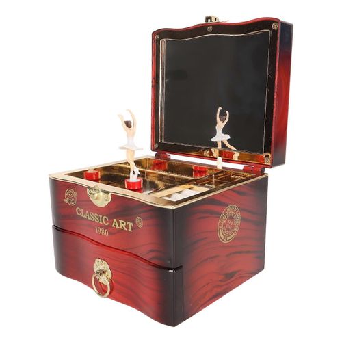 Boîte à musique de danseuse de ballerine rotative Nostalgique élégante fille de danse Boîte à bijoux musicale pour collier boucles d'oreilles