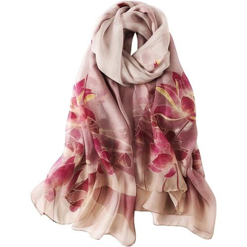 Femme Foulard 100% Soie Imprime Floral Grande Echarpe Châle Ultra-Léger Respirant Elégant Cadeau 175 * 110cm.[G415]