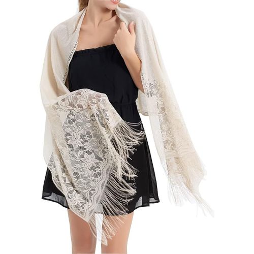 Chale Femme Fête Etole Mariage Bal Floral Dentelle Mesh Echarpes Et Foulards Avec Frange.[G1384]