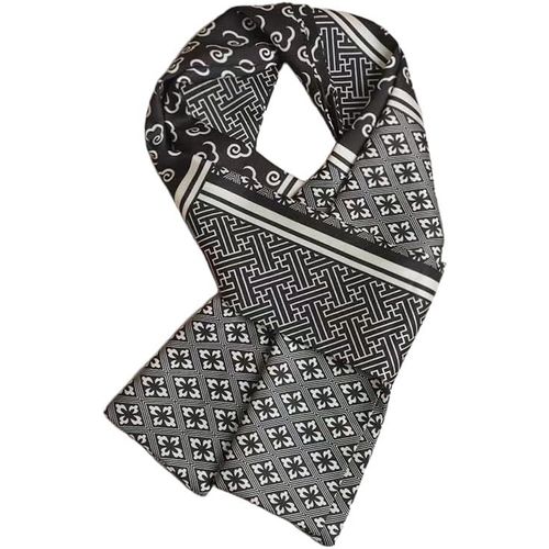 Écharpe En Satin De Soie Double Couche 150 X 16 Cm Cravate Fleurs Ceinture Pour Blazer,Manteau,Robe,9# Black Cloud Gentle Men,150cm X 16cm