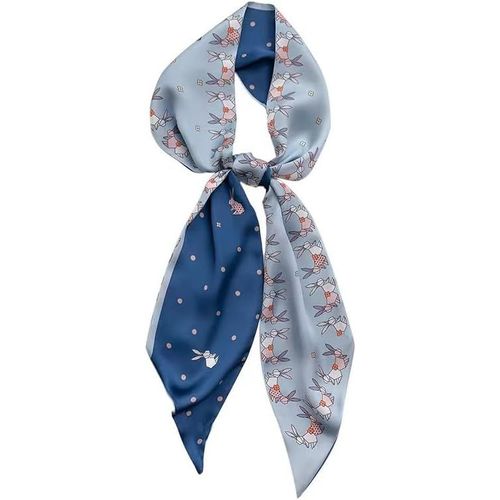 Écharpe En Satin De Soie 148 X 13,5 Cm Cravate Double Couche Pour Blazer,Manteau,Robe,30# Rabit Blue,148cm X 13,5cm