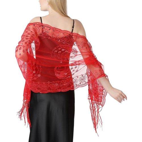 Femmes Années 1920 Paon Paillettes Châle Soirée Flapper Écharpe De Mariage Pour Tenue De Soirée Fête De Mariage Harlem Nuit.[G1401]