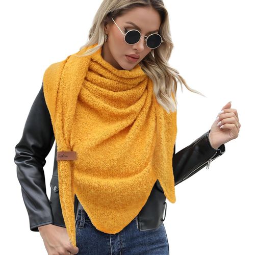 Écharpe Triangle Femme Foulard Hiver Chaude Multifonctionnelle Châle Avec Boucle En Cuir Souple Confortable 200x80cm.[G1409]