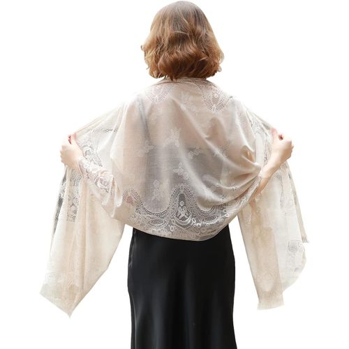 Chale Femme Fête Etole Mariage Bal Floral Dentelle Mesh Echarpes Et Foulards Avec Frange.[G1381]