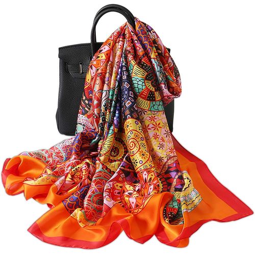 Foulards En Soie Femme Écharpe Imprimé Motif De Peintures Vintage Tournesol Floral Style Ethnique Écharpe Longue Grand Châle De Mariage Etoles De Plage Toute La Saison.[G269]