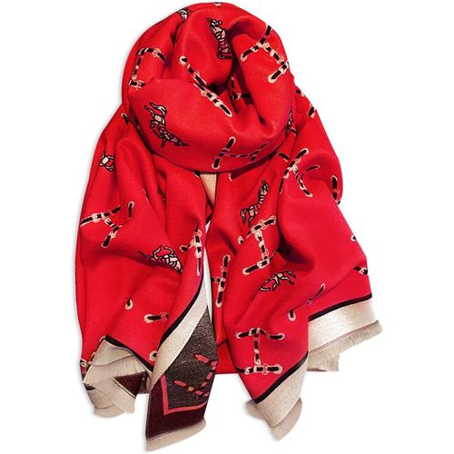 Hiver Écharpe Châle En Cachemire Pour Femmes Motif Lettre Et Rétro Cheval Chaud Écharpe Pashmina Avec Gland Douce Longue Châle Etoles.[G836]