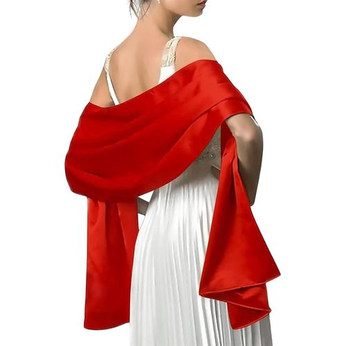 Femme Etole Châle Wrap En Satin Soyeux Unicolore Mousseline Belle Écharpe Pour Demoiselles Mariée Mariage Soirée Cérémonies Fêtes.[G653]