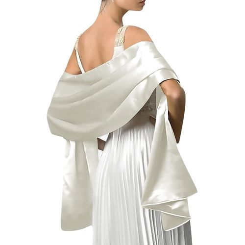 Femme Etole Châle Wrap En Satin Soyeux Unicolore Mousseline Belle Écharpe Pour Demoiselles Mariée Mariage Soirée Cérémonies Fêtes.[G654]