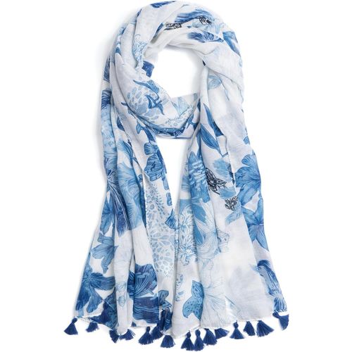 Écharpe Pour Femme Légère Et Douce À Imprimé Floral Léopard-Châle Tendance Automne-Hiver Avec Franges.[G464]