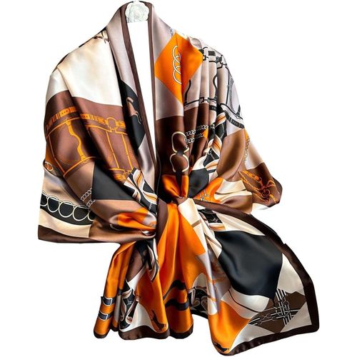 Silk Scarf Women Écharpe En Soie Pour Femmes Shawl Yellow Scarf Stain Neckerchief Head Wrap Thin Scarf Ladies Beach Shawl Vintage Bridal Chiffon Scarf Muslim Colorful Cloth Belt.[G651]