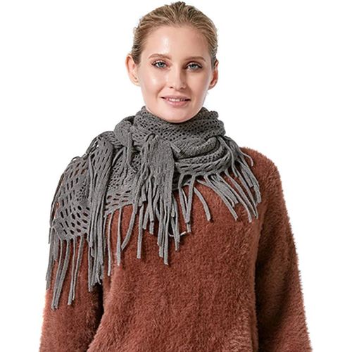 Foulards Femme Echarpe Triangle Unie Tricoté Écharpe Longue Frange Écharpe Cachemire Imitation Foulard Châle Pour Automne Hiver.[G1030]