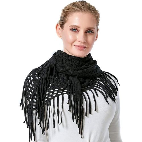 Foulards Femme Echarpe Triangle Unie Tricoté Écharpe Longue Frange Écharpe Cachemire Imitation Foulard Châle Pour Automne Hiver.[G1033]