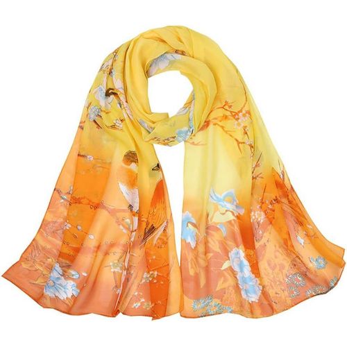 Dames Foulards En Soie Femmes Floral Imprimé Soie Mousseline De Soie Foulard Écharpe Wrap Foulards Foulard 155 * 50cm Châles Tube Écharpe.[G113]