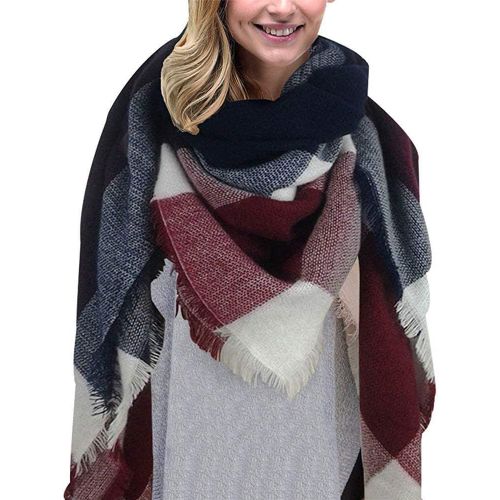 Écharpe Chale Femme Cachemire Imitation Chaud Automne Hiver Grand Plaid Tissu Glands Foulard