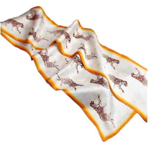 Écharpe En Satin De Soie Double Couche 150 X 16 Cm Avec Fleurs Nouées Pour Blazer,Manteau,Robe.[G319]