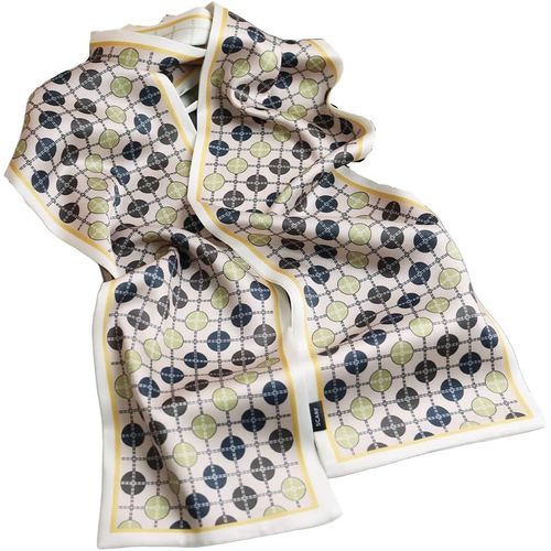Écharpe En Satin De Soie Double Couche 150 X 16 Cm Avec Fleurs Nouées Pour Blazer,Manteau,Robe.[G314]