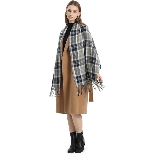 Echarpes Femme Hiver Chaud En Carreaux Doux Foulard Châle Écharpe Épais Pull Châle Mode Écharpe Longue Grand Unisexe Tartan Poncho Vintage Multicolore.[G1071]