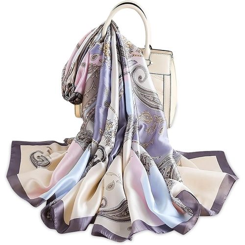 Femme Foulard En Soie À Imprimé De Mode Style Élégant Châle Allongé Doux Pour La Peau Écharpe Chaude Écharpe De Protection Solaire Toutes Les Saisons.[G895]