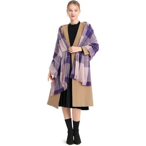 Echarpes Femme Hiver Chaud En Carreaux Doux Foulard Châle Écharpe Épais Pull Châle Mode Écharpe Longue Grand Unisexe Tartan Poncho Vintage Multicolore.[G1075]