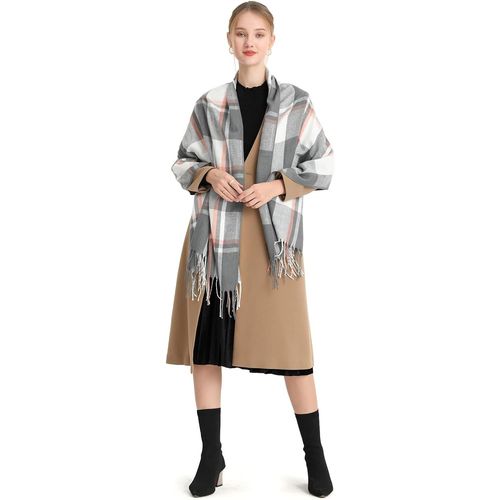 Echarpes Femme Hiver Chaud En Carreaux Doux Foulard Châle Écharpe Épais Pull Châle Mode Écharpe Longue Grand Unisexe Tartan Poncho Vintage Multicolore.[G1078]