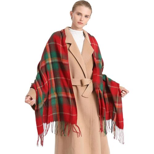 Echarpes Femme Hiver Chaud En Carreaux Doux Foulard Châle Écharpe Épais Pull Châle Mode Écharpe Longue Grand Unisexe Tartan Poncho Vintage Multicolore.[G1076]