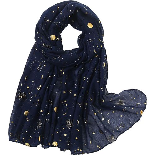 Étoile Lune Imprimé Foulard Châles Légers Pour Femme Foulard À La Mode En Feuille D'argent Et Flocon De Neige.[G154]