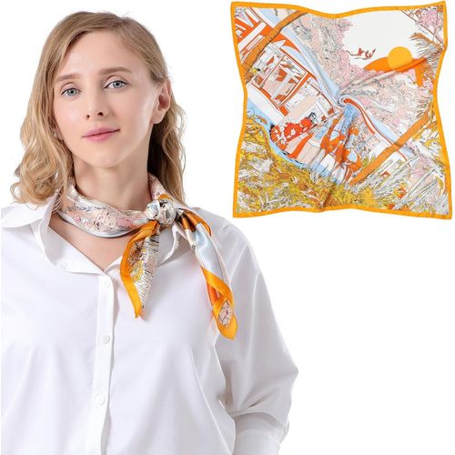 Foulard Femme 100% Soie De Mûrier Écharpe En Soie 68x68 Cm Bandana Pour Adulte.[G708]