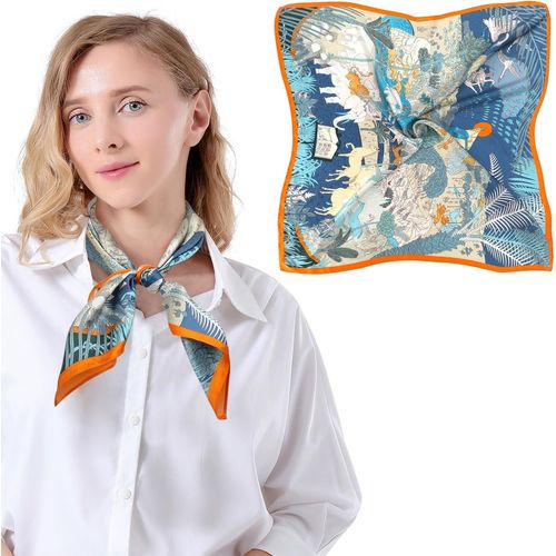 Foulard Femme 100% Soie De Mûrier Écharpe En Soie 68x68 Cm Bandana Pour Adulte.[G710]