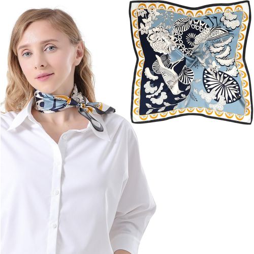 Foulard Femme 100% Soie De Mûrier Écharpe En Soie 68x68 Cm Bandana Pour Adulte.[G717]