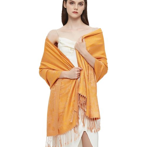Pashmina Écharpe Enveloppante Avec Cachemire Ethnique Deux Tons Jacquard Pour Femme.[G905]