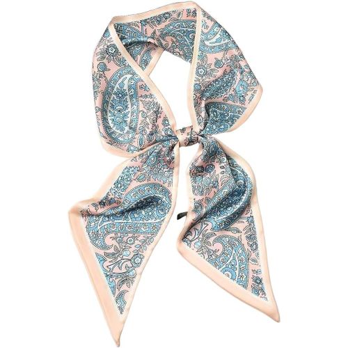 Écharpe En Satin De Soie 148 X 13,5 Cm Cravate Double Couche Pour Blazer,Manteau,Robe,58#Psl Rose-Bleu,148cm X 13,5cm
