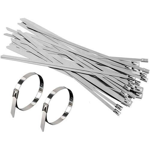 30 PCS Attaches de Câble en Acier Inoxydable,4.6 * 200mm Attache de Câble Métallique pour Maison Bureau Garage Atelier Serre Câbles Electrique Autobloquantes et Robustes