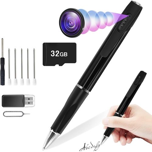 Caméra Stylo Espion Mini Caméra Cachée Avec Carte Sd 32Gb Caméra Mirco Pour L'Apprentissage À La Maison Et En Classe[CAM6261945]