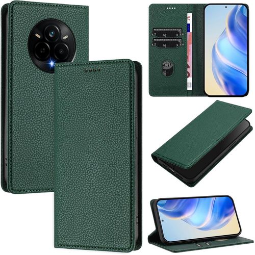 Coque Pour Realme 14 Pro+ 5g/Realme 14 Pro Plus 5g-Étui Portefeuille En Cuir À Rabat-Porte-Cartes Support Magnétique Housse Folio Flip Case-Vert