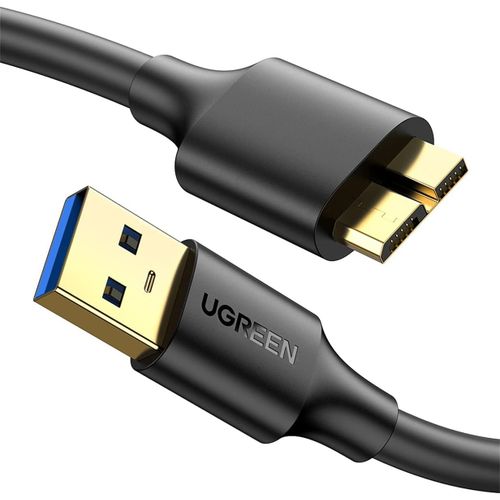 Câble USB 3.0 Mâle A vers Micro B Câble Disque Dur Compatible avec USB Boîtier Disque Dur Western Digital My Passport Elements My Book Toshiba Canvio Seagate Maxtor (0.5M)