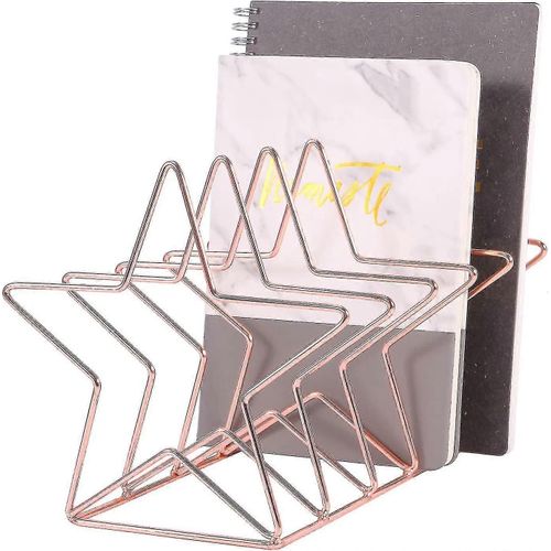 Support Organisateur De Bureau En Métal À 5 Fentes Pour Document, Lettre Et Livre, Or Rose, Forme Pentastar