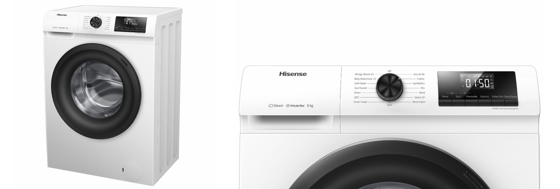 HISENSE Lave-linge hublot WFQP8014EVM, 8 kg, 1400 T/min, A image 2 | Rakuten