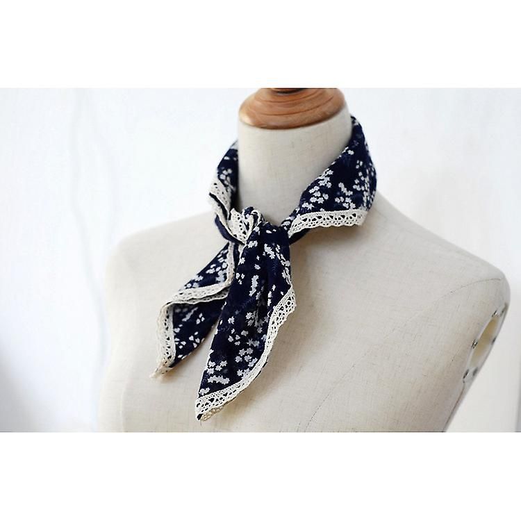 Bandeau Foulard En Soie Florale En Dentelle Bleu