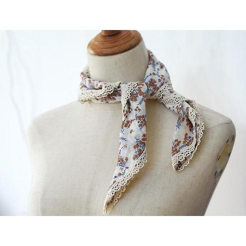 Bandeau Foulard En Soie Florale En Dentelle Blanc