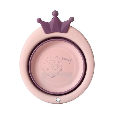 Bassin Pliant En Silicone De Dessin Animé Mignon, Lavabo Pour Bébé, Bassin Rétractable Pliant Rose