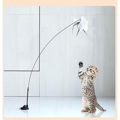 Chat Taquiner Chat Bâton Plume Avec Cloche Nouvelle Ventouse Dans Bébé Chat Fil Paresseux Auto Salut Chat Jouet Taquiner Chat Bâton