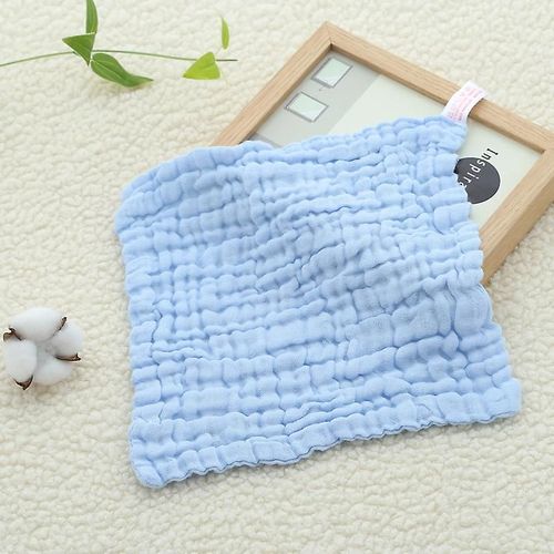 Serviette Carrée En Coton À Bulles, Serviette De Salive Pliable En Gaze, Serviette À Main Pour Bébés Et Jeunes Enfants, Petite Serviette Imprimée À 6 Couches, Bleu