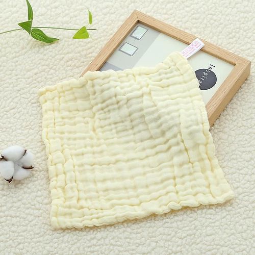 Serviette Carrée En Coton À Bulles, Serviette De Salive Pliable En Gaze, Serviette À Main Pour Bébés Et Jeunes Enfants, Petite Serviette Imprimée À 6 Couches Jaune